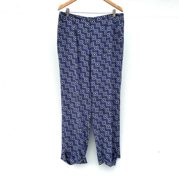 ETRO Women’s Silk Blue Geometric Patterned Statement Pants 48 Size 12 Cropped - Picture 2 of 12